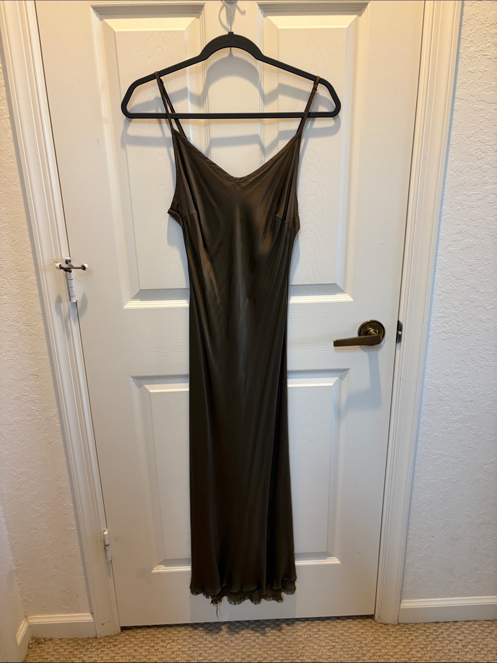 Slip Maxi Dress in Olive Green